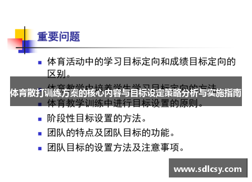 体育散打训练方案的核心内容与目标设定策略分析与实施指南
